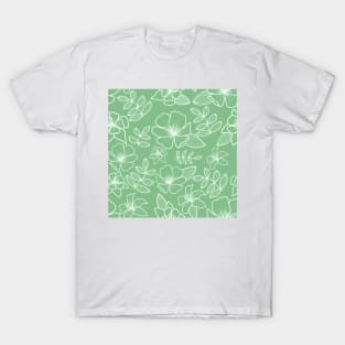 Dainty Green Floral Pattern T-Shirt